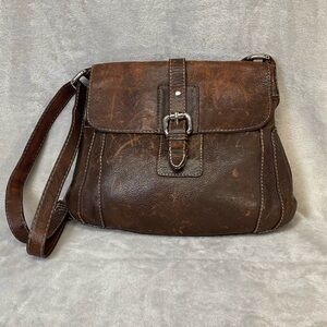 Fossil Dark Brown Leather Crossbody Bag